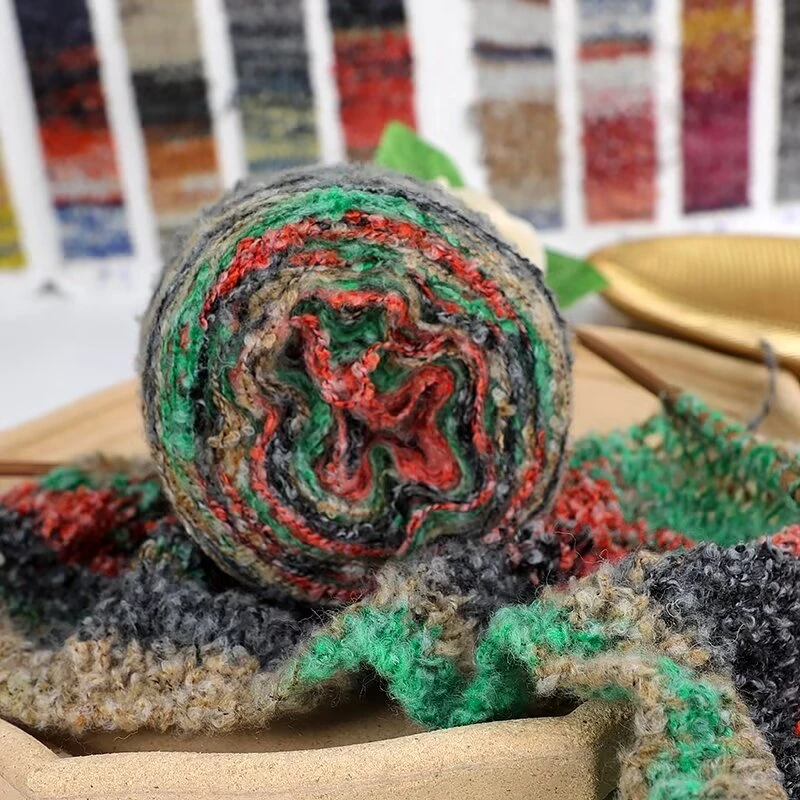 渐变梯田油画纱马海毛毛线羊毛圈圈纱手工编织毛衣线中粗超柔线团