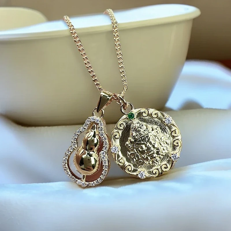 坠链均925银 纯银925 黄财神葫芦项链轻奢小众设计高级感锁骨链