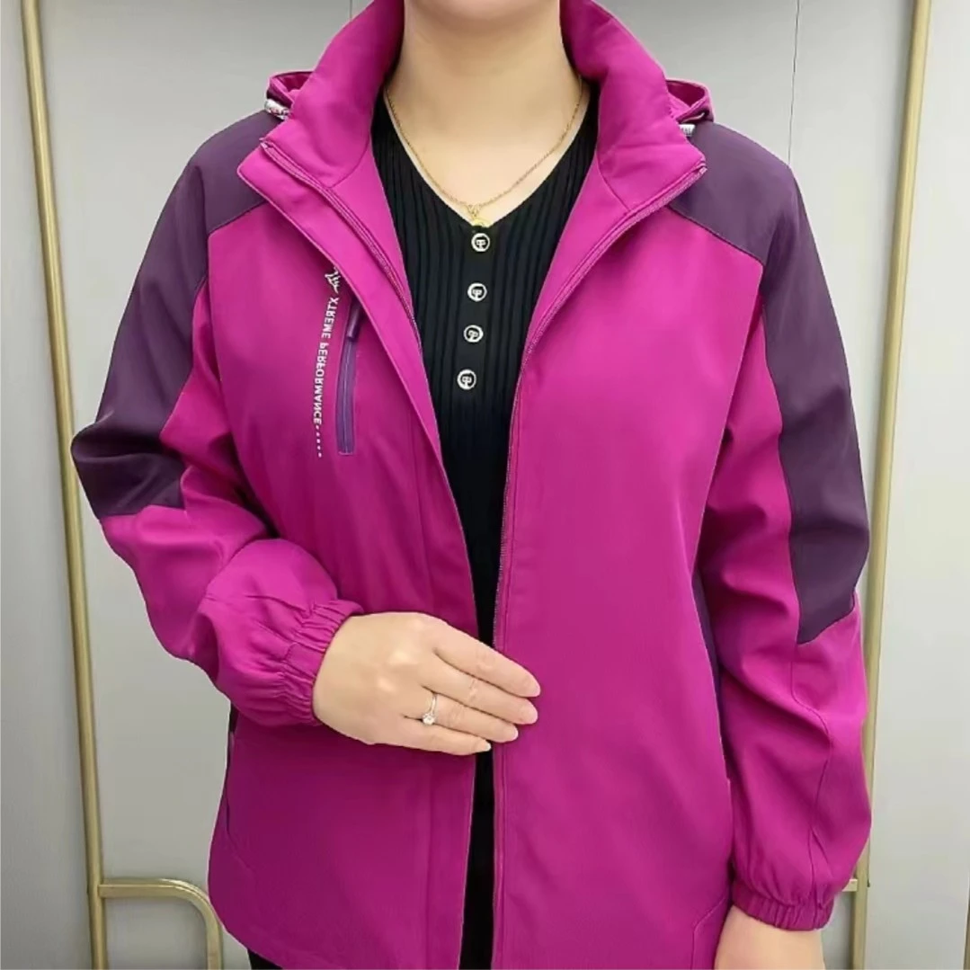 春季新款时尚气质洋气中年妈妈连帽拉链网红短款外套