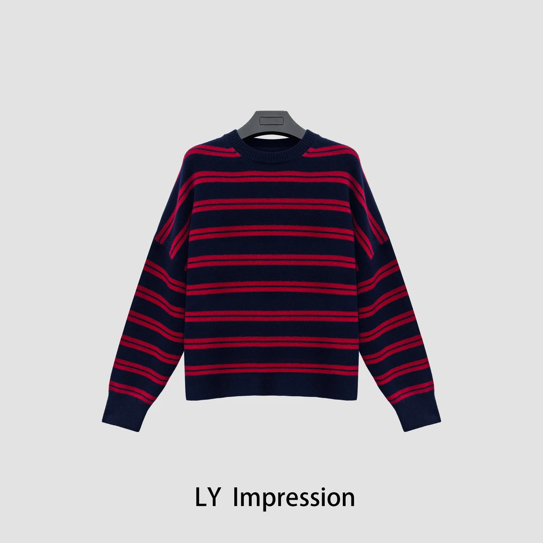 【条纹羊毛衫】休闲百搭miu风条纹羊毛衫LYBE117