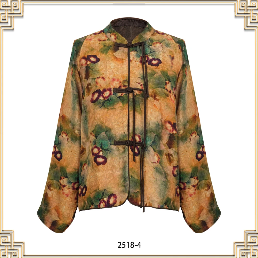 YZ2024新款喇叭花冠乐绉长袖上衣外套 2518-4