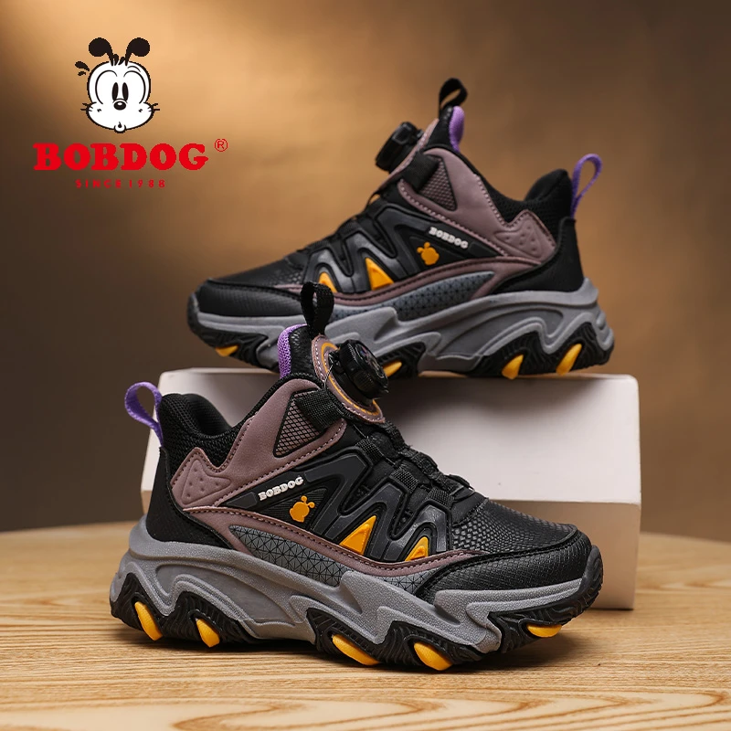 巴布豆男童鞋儿童运动鞋秋冬款新款中大童休闲鞋皮面防水男孩鞋子