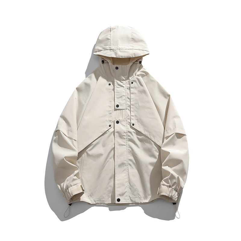 2024新款秋季美式复古连帽休闲百搭冲锋衣防水工装夹克外套