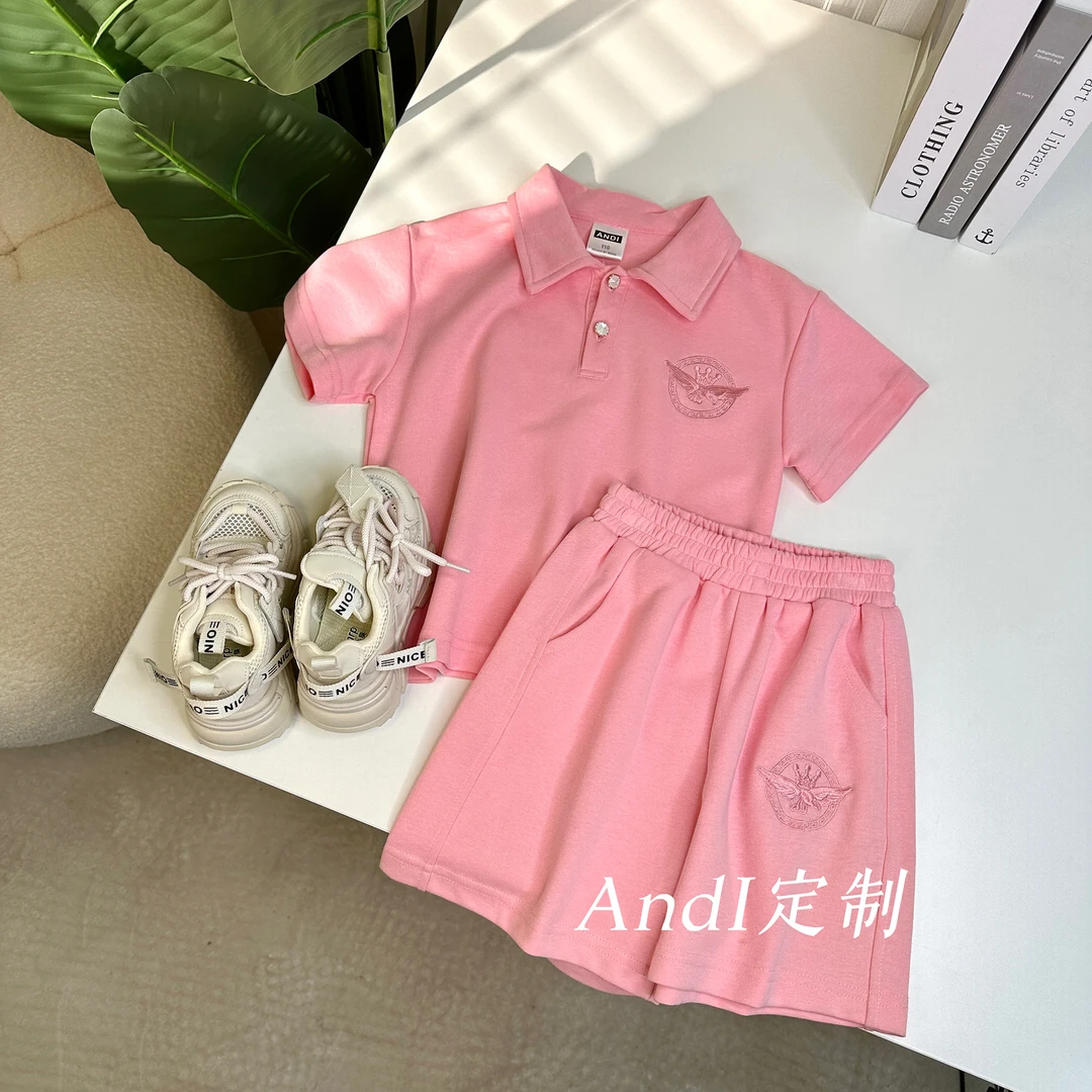 〖ANDI〗订制夏款女童韩版刺绣POLO短袖套装214