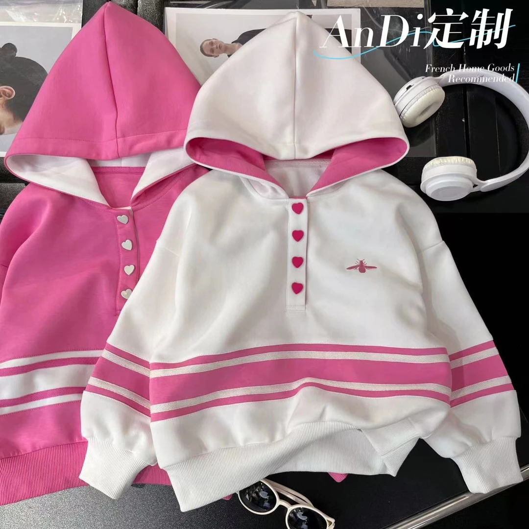 〖ANDI〗订制秋冬款女童拼色中大童韩系连帽加绒休闲卫衣2797
