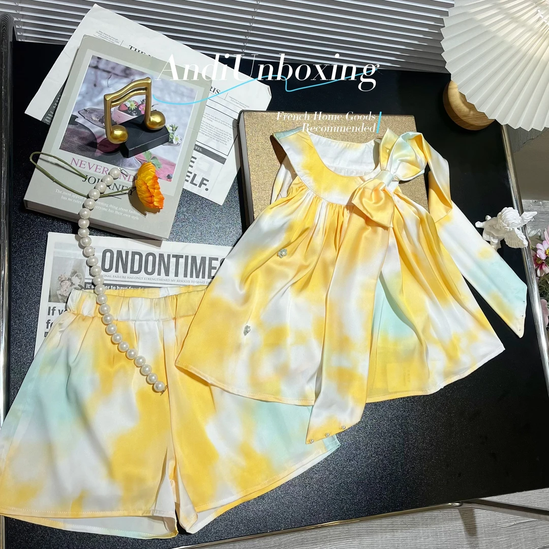 〖ANDI〗订制儿童夏季洋气中大童圆领蝴蝶结两件套1112