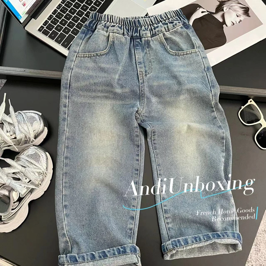〖ANDI〗订制秋季秋款中大童韩版休闲百搭牛仔裤2580休闲简约百搭