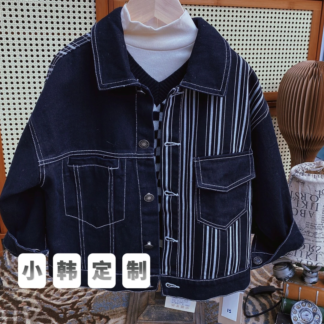 〖ANDI〗订制秋款韩版洋气竖条牛仔外套431
