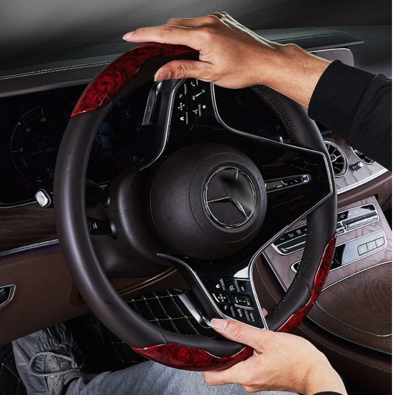 SHANKEDAO/善客道汽车桃木纹方向盘套四季通用圆 D形超薄个性把套