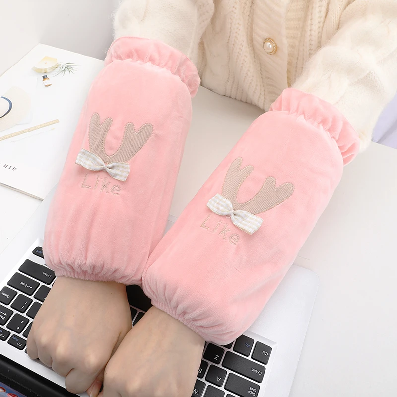 中长款防污袖套女款秋冬季可爱学生绒布防脏套袖羽绒服袖口护袖头