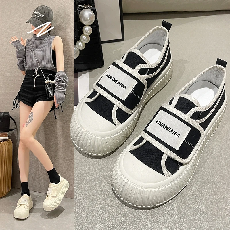 【奥莱云购】爆款厚底松糕底帆布女春夏2023年新款百搭休闲运动