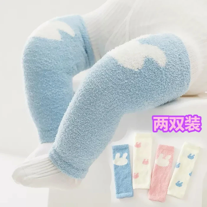 宝宝加长款护膝秋冬季护腿加绒加厚保暖袜套新生儿过膝长筒袜睡觉