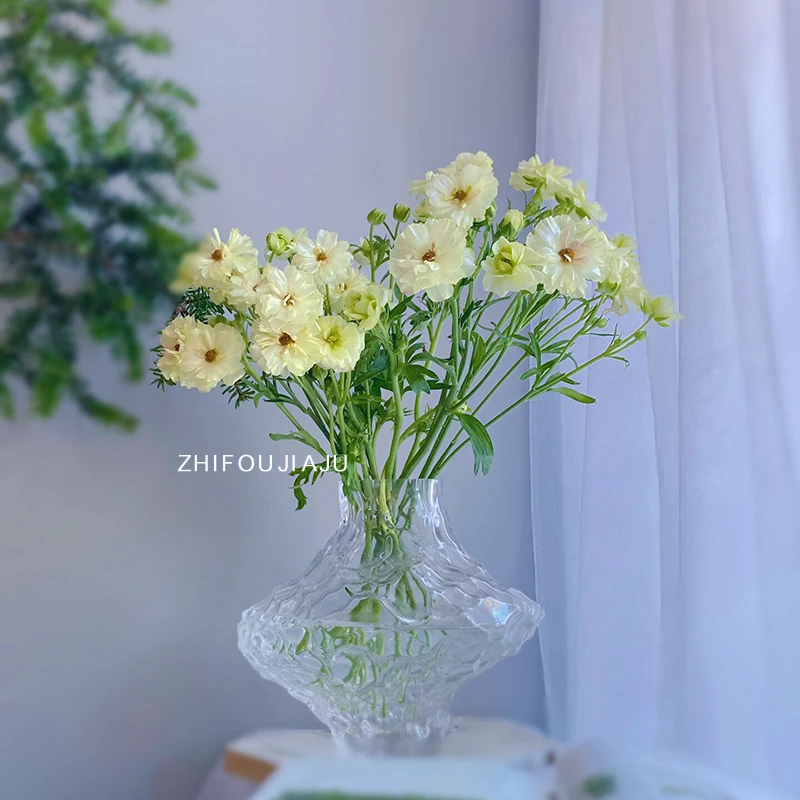 网红轻奢山谷花瓶不规则玻璃插花瓶水培高级感装饰品别墅餐桌摆件