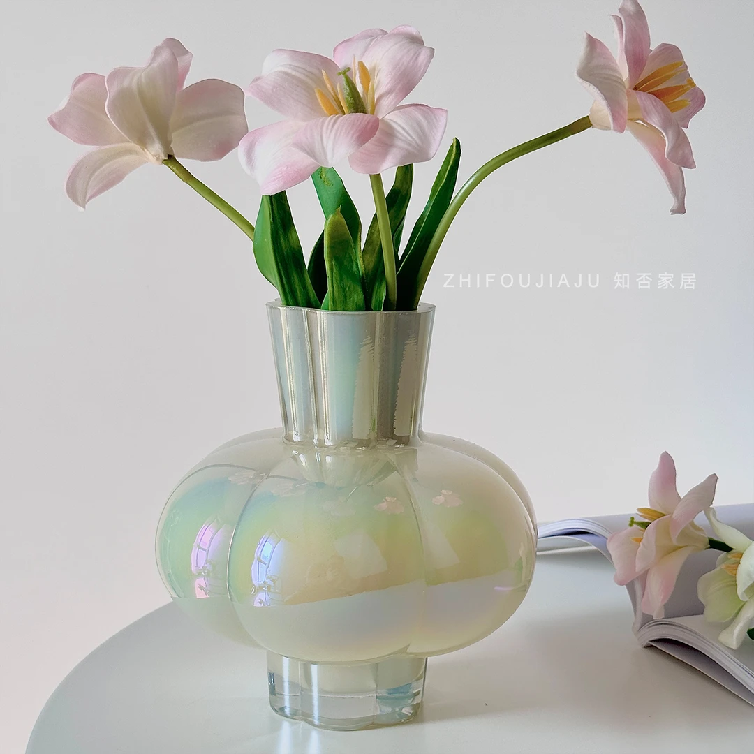 高级感梅花灯笼花瓶摆件客厅插花仿真花芬顿高档轻奢花器水培鲜花