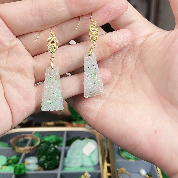 翡翠颈饰银S925镶嵌耳饰