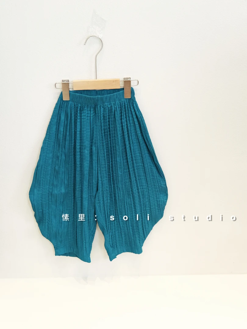 S - 2418 《新次元》儿童压褶裤 夏季 褶皱轻薄U型裤 休闲男女童～