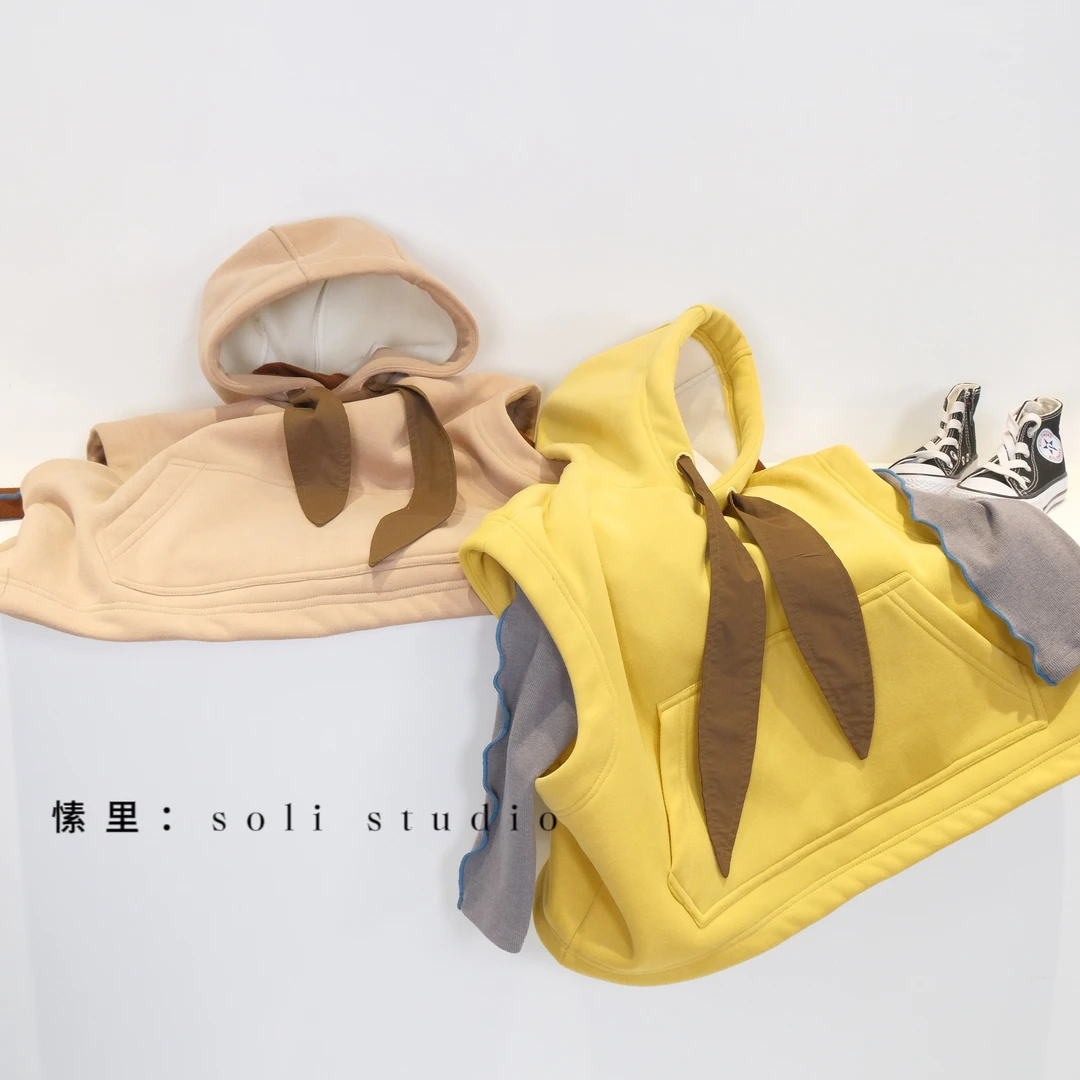 S 3319 - 《燕麦可可》儿童连帽卫衣马甲秋冬加绒男女童小众设计感～