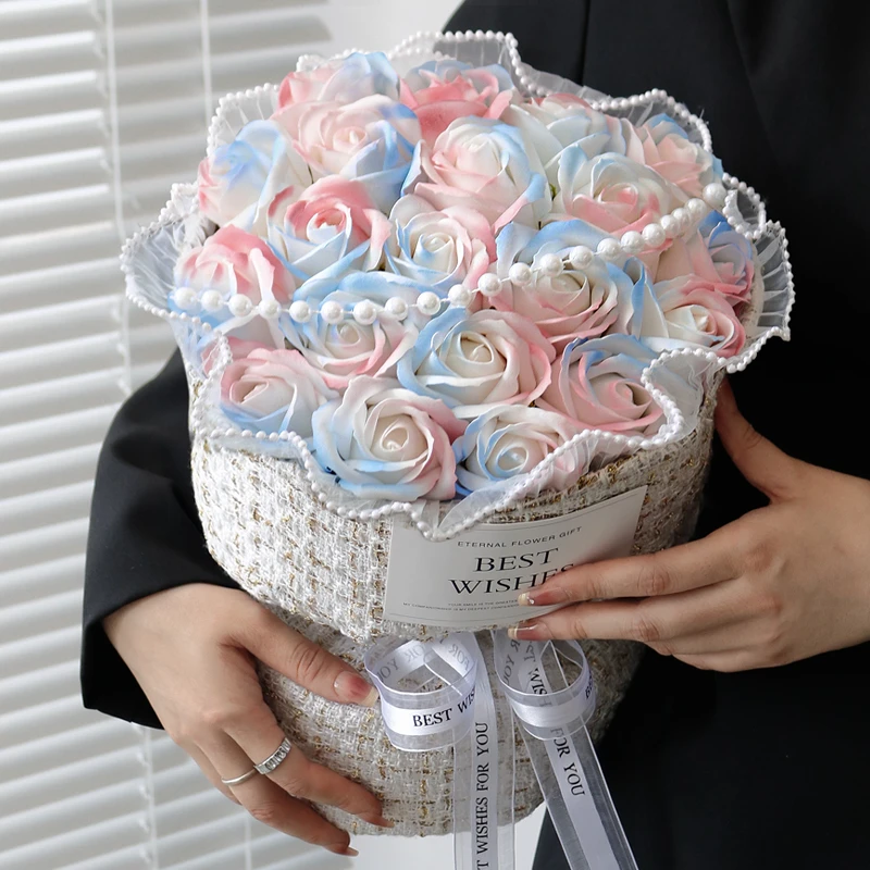 永生编织乌梅子酱玫瑰花束七夕情人节送女生生日礼物钩织客厅摆件
