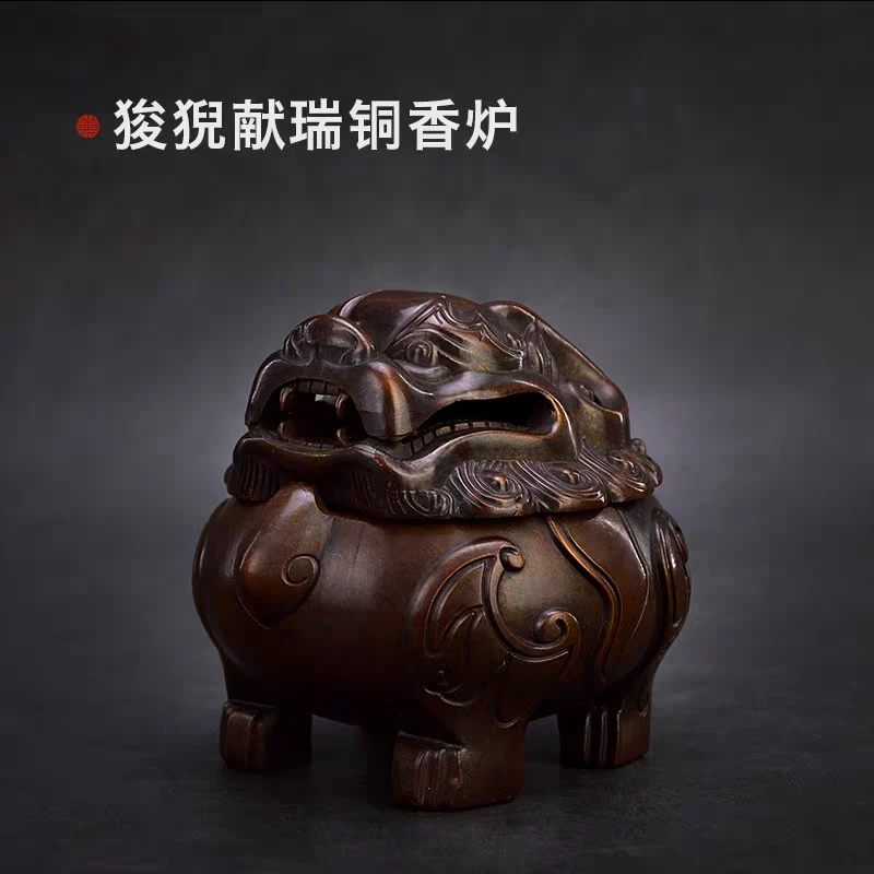狻猊献瑞铜香炉居家薰香炉沉香檀香盘香炉家用室内