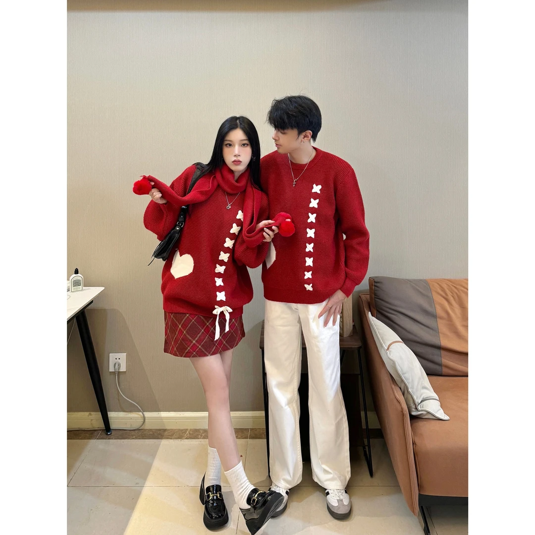 情侣装秋冬2024新款ins超火毛衣男女韩版宽松法式针织衫外套潮牌