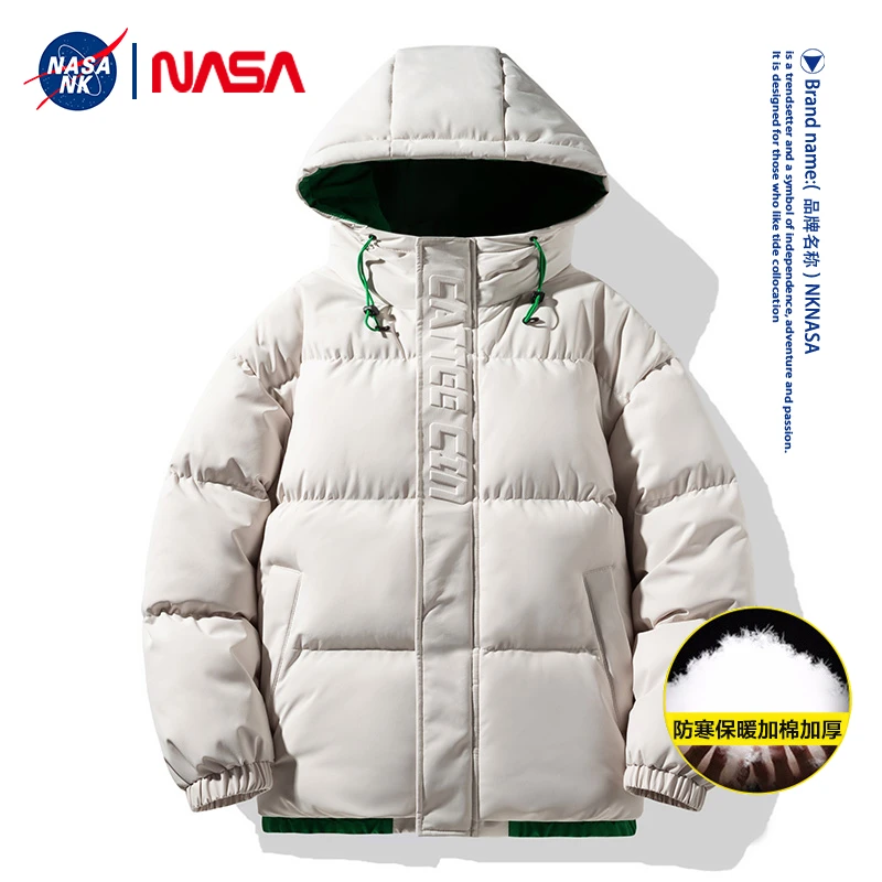 NASA联名反季户外防寒保暖白色棉衣男2024新款情侣外套加厚棉服女