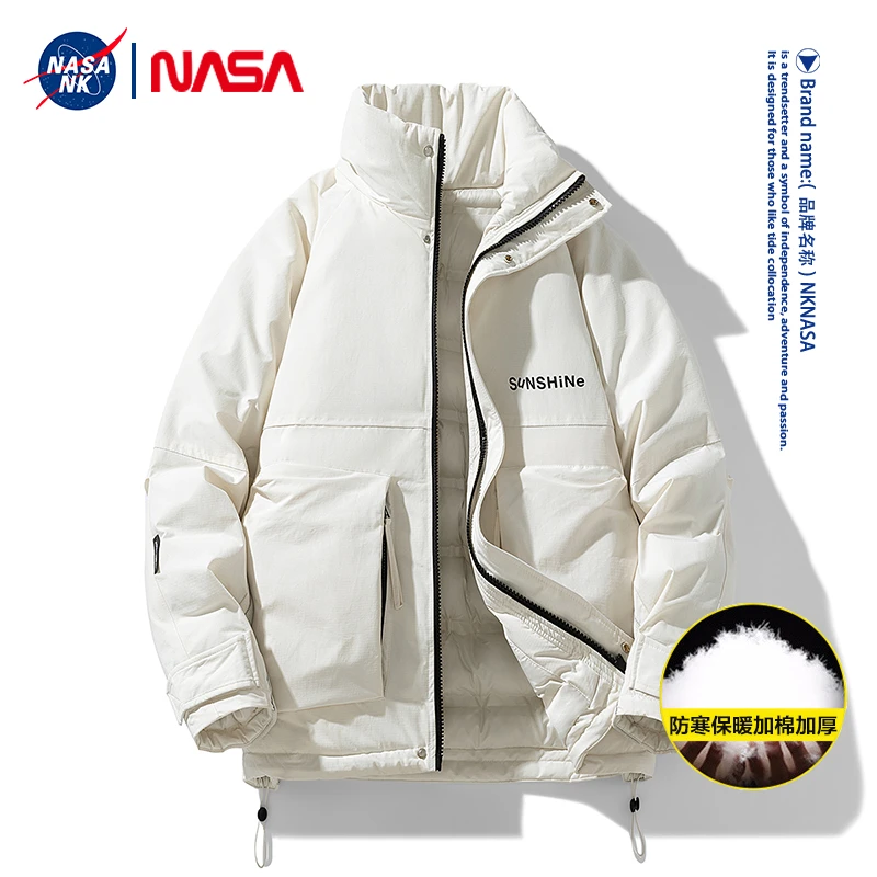 NASA联名保暖防寒黑色棉服男士2024新款秋冬宽松立领运动上衣外套