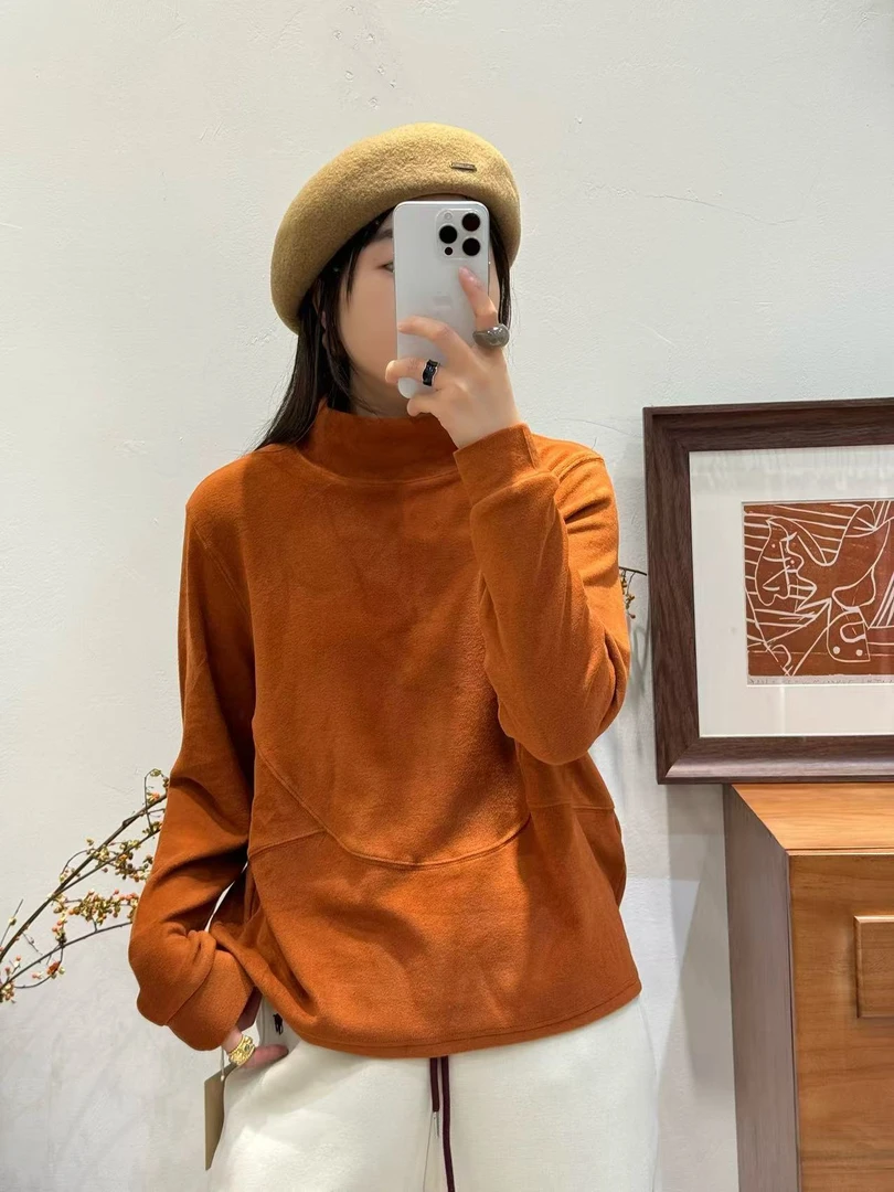 冬季精细双面德绒设计师款时尚减龄保暖半高领打底衫