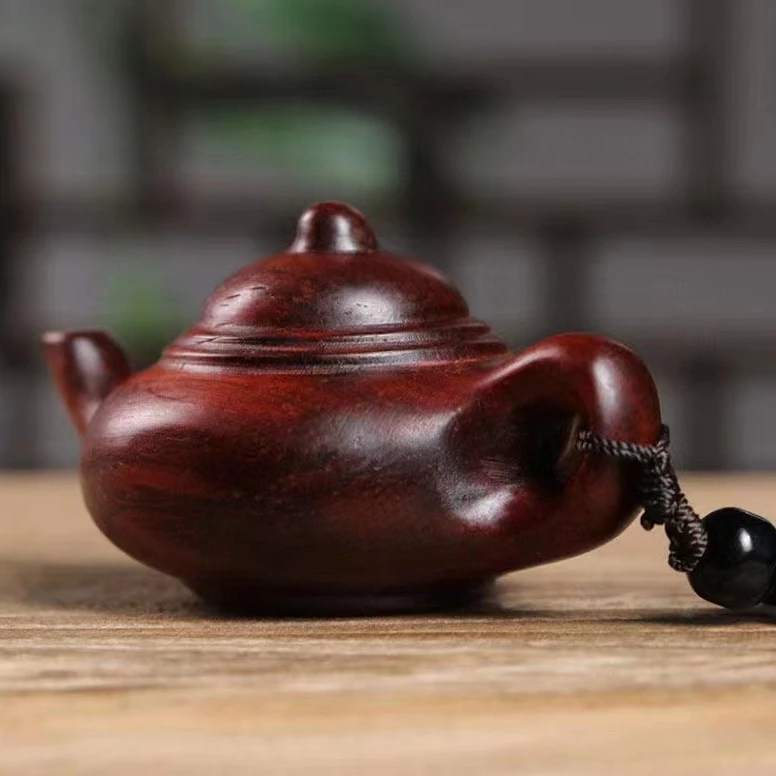 信达把把都胡 小叶紫檀木把把壶手把件汽车后视镜茶壶挂件送礼佳