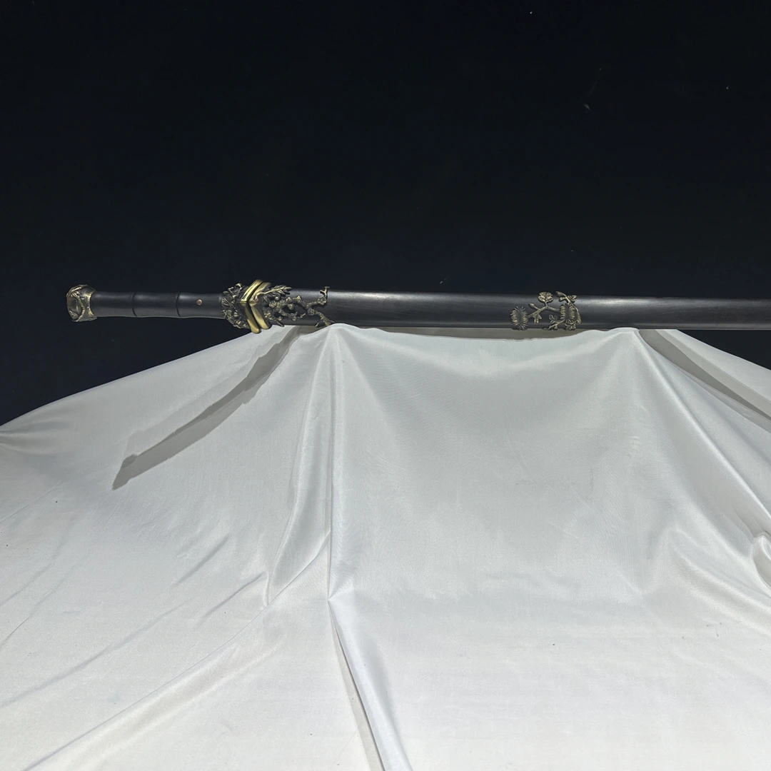 汉凌宝剑 梅兰竹菊君子剑 自炼钢夹钢 黑檀木 未开刃