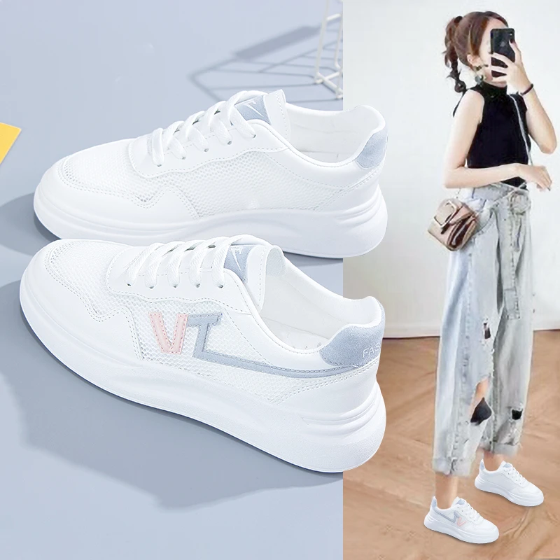 小白鞋女鞋2024春季新款百搭透气单春秋夏季帆布运动板鞋网鞋薄款
