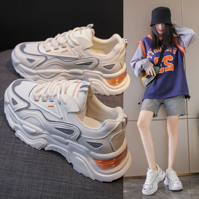 夏季新款2022厚底增高透气老爹鞋女韩版休闲学生运动鞋百搭
