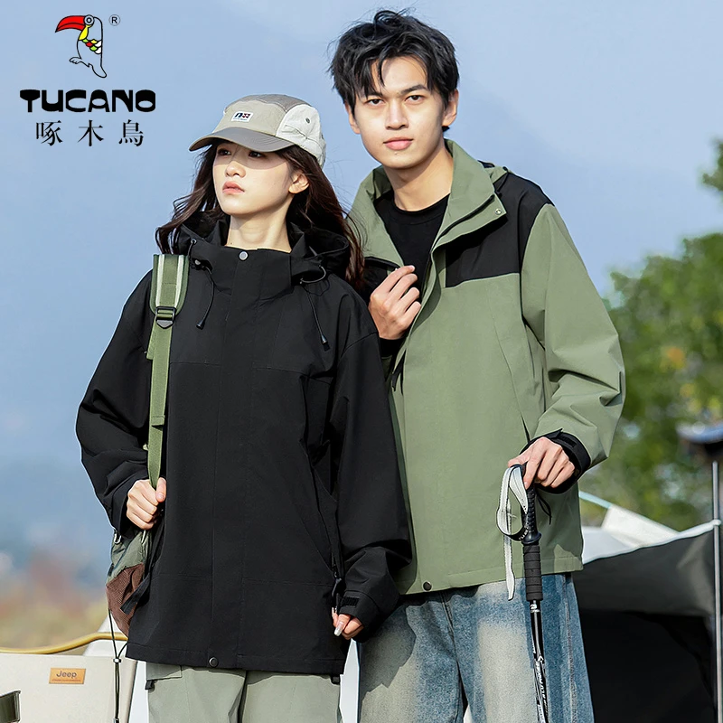 啄木鳥春季新款宽松休闲百搭工装外套情侣款防水透气时尚冲锋夹克