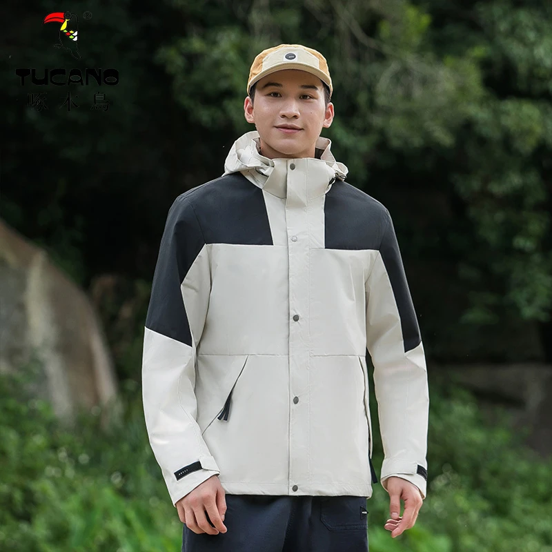 啄木鳥春季时尚透气拼色连帽风衣男女同款运动跑步休闲上衣外套