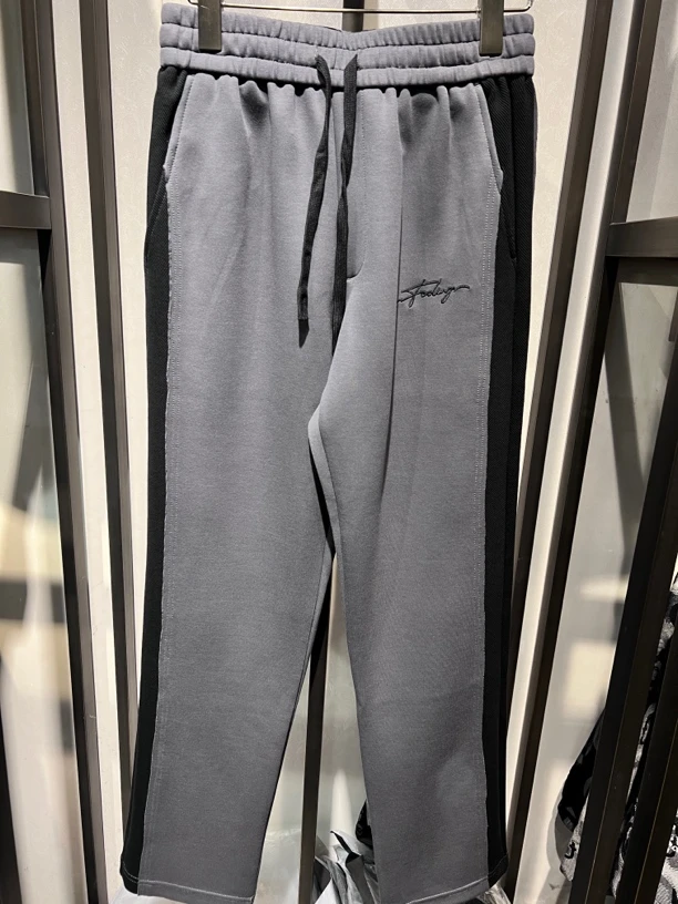 春秋高级灰男士直筒时尚潮流休闲微阔腿裤