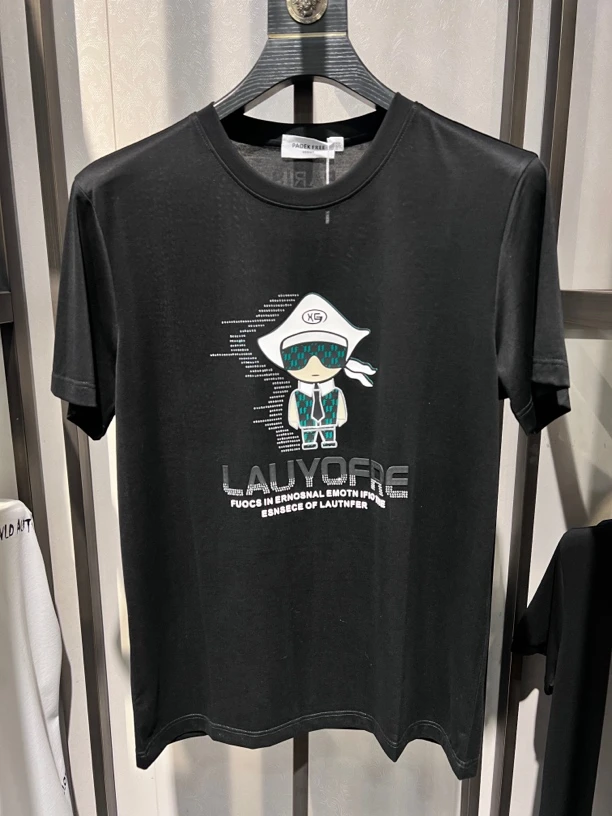 夏季男士短袖T恤时尚潮流休闲圆领舒适黑色