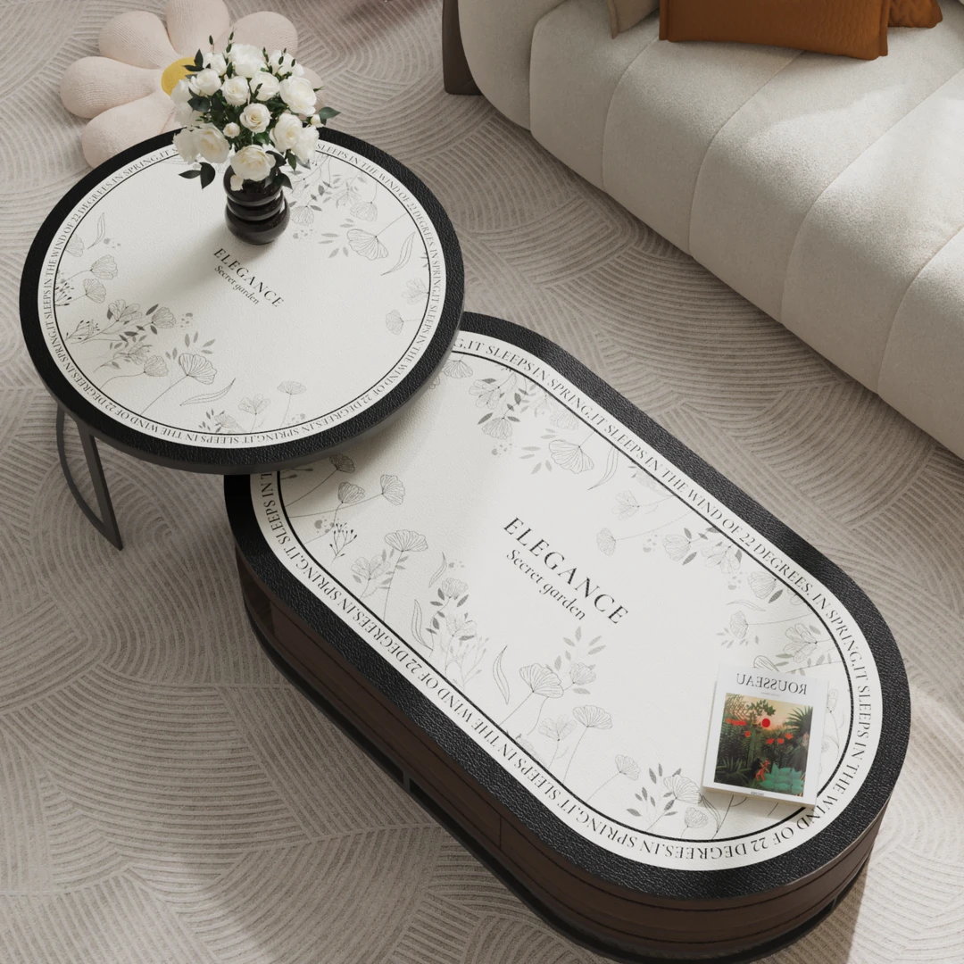 椭圆形茶几垫防水防烫防油皮革桌垫简约轻奢客厅防滑免洗隔热桌布