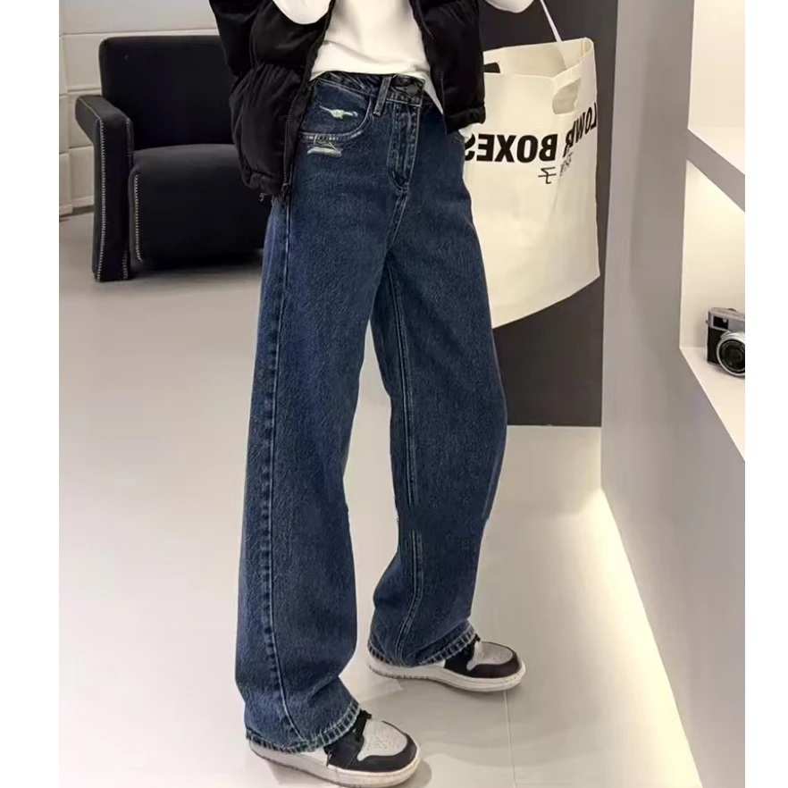 SU【090】61花 愫莉 MWMA窄版阔腿裤深蓝色百搭好看梨形身材神裤~