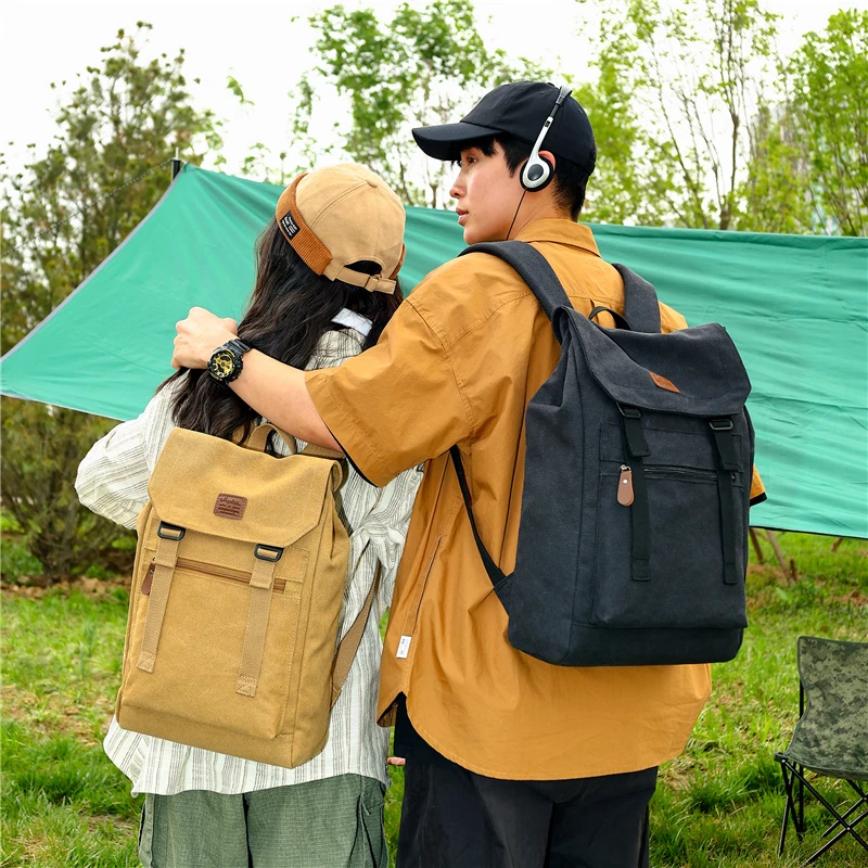 时尚帆布双肩背包男女休闲包高品质背包