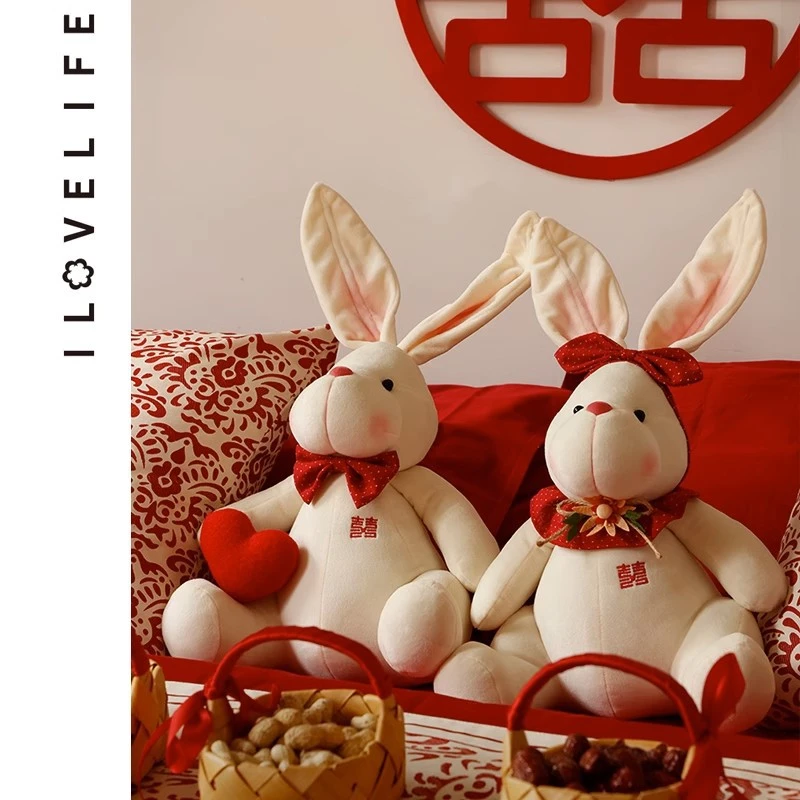 新款结婚兔子玩偶公仔毛绒玩具结婚礼物高档新婚压床娃娃一对摆设