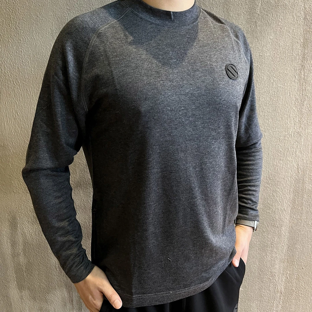 12.21清仓福利植绒字母科技羊毛混纺两穿长袖T 时尚灰色针织