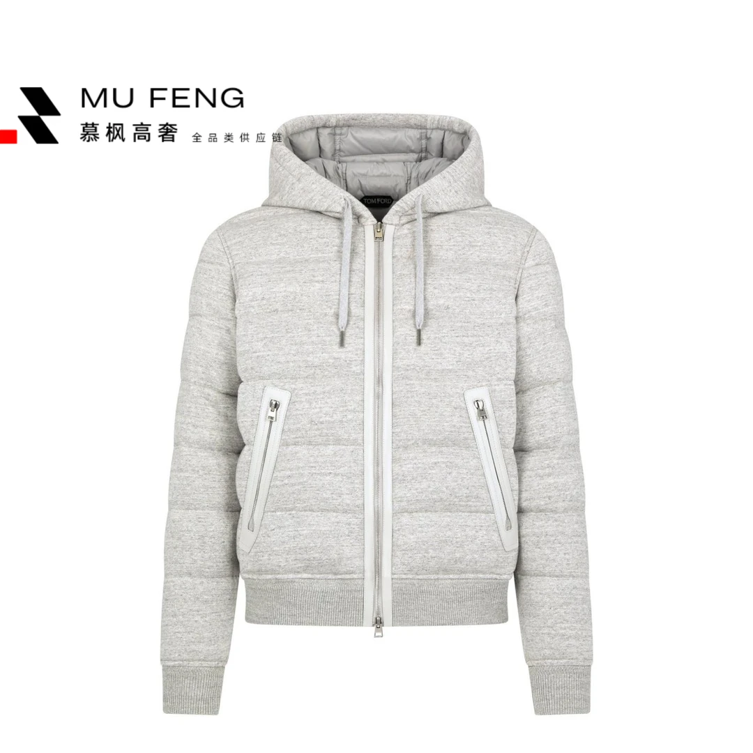 T*F高奢羊毛混纺白鹅绒连帽男士羊毛混纺秋冬款羽款绒服外套2261