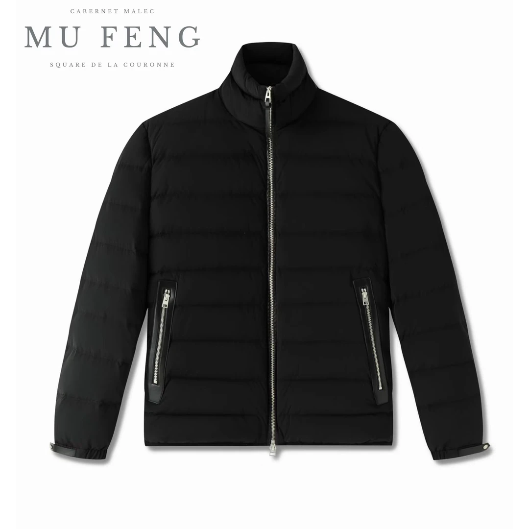 TF羽绒拼皮立领轻奢款男士冬季商务休闲时尚设计款保暖羽绒服5171