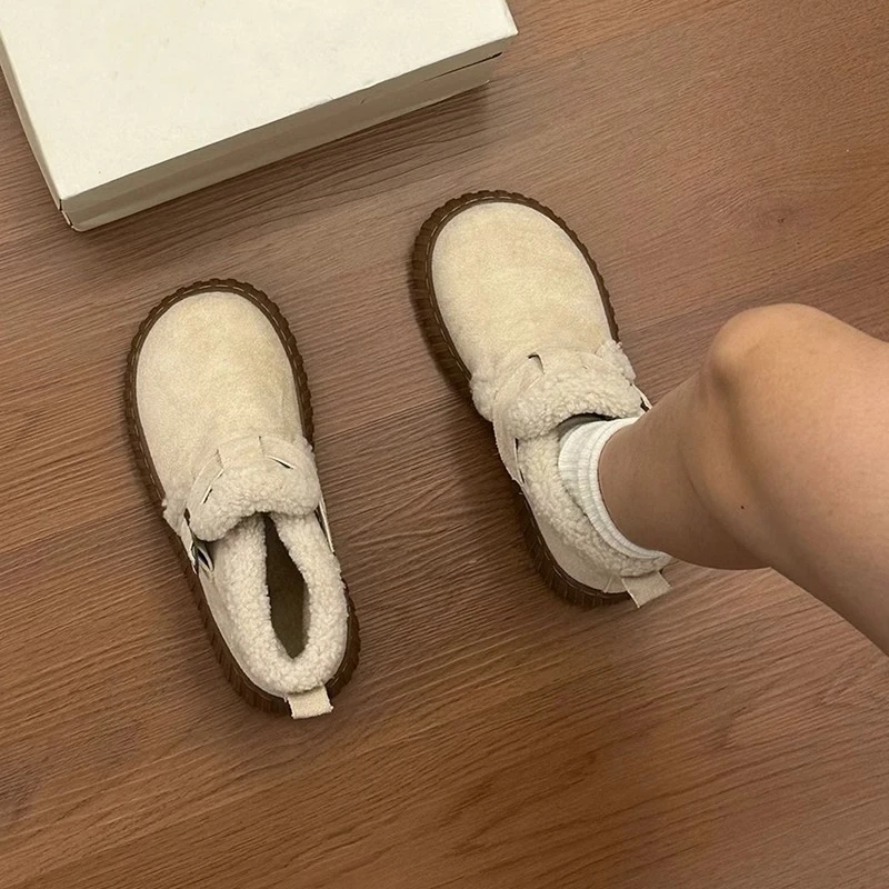 复古百搭加绒保暖东北棉靴子时尚休闲雪地靴女2023年冬季短筒棉鞋