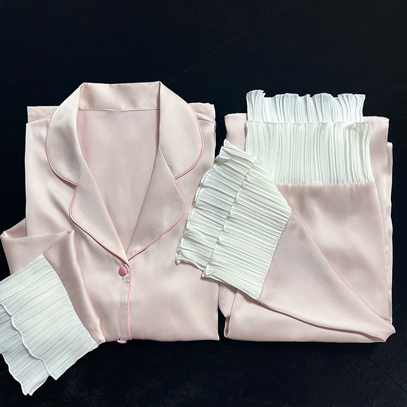 轻奢短袖真丝睡衣女春秋款长袖2025年新款夏季桑蚕丝家居服套装