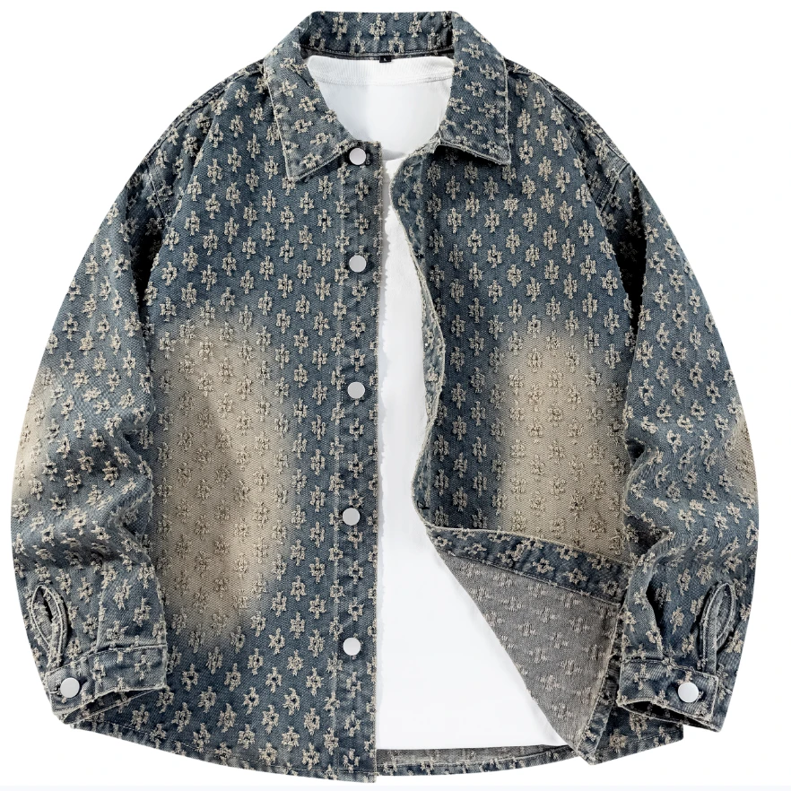 odxxboodxxbo服饰2024秋季新款牛仔钩花衬衫外套简约不简单24806