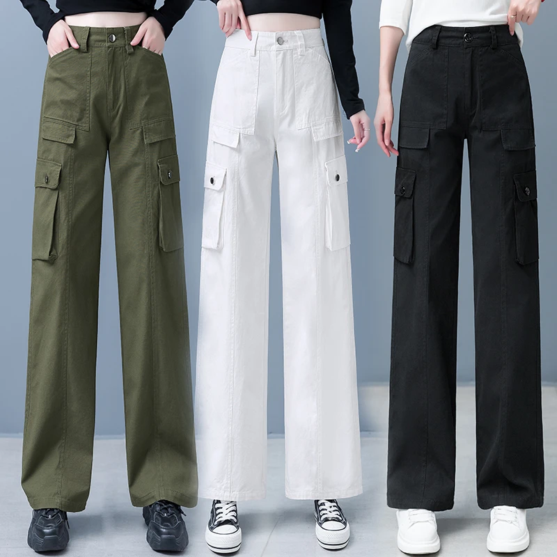 大脚裤直筒高腰裤女春秋季新款辣妹宽松复古工装裤阔腿长裤子ins