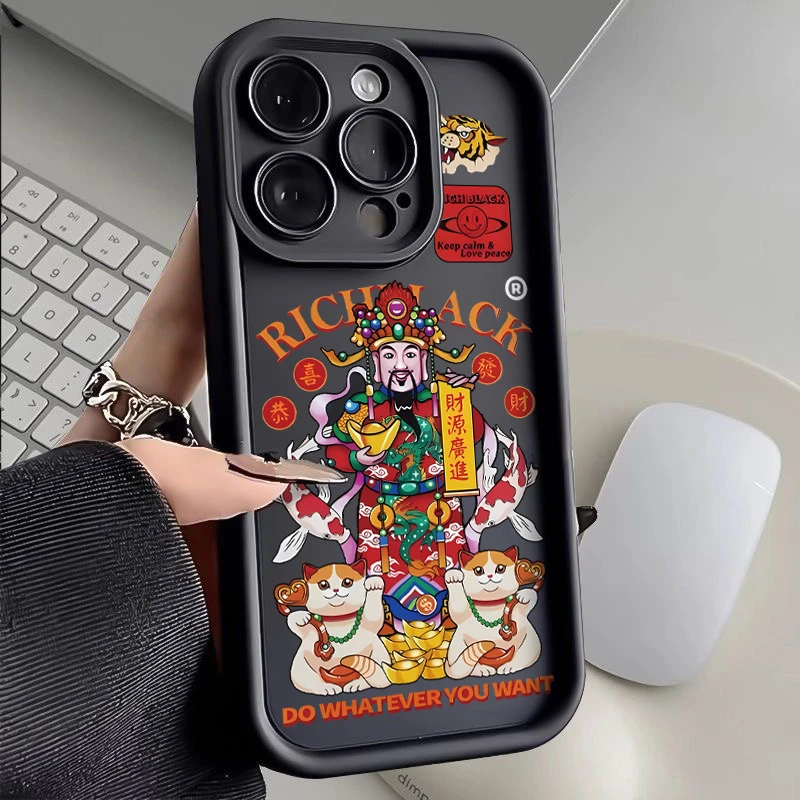 SMBLCE趣味财神爷iphone15/13/14苹果12手机壳华为vivo小米oppo套