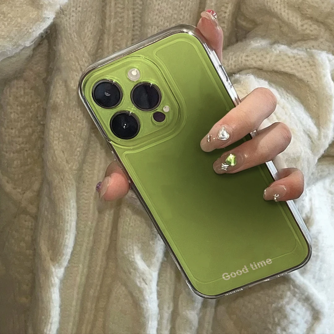 SMBLCE绿色晕染iPhone14promax手机壳苹果13简约12女xr全包11软壳