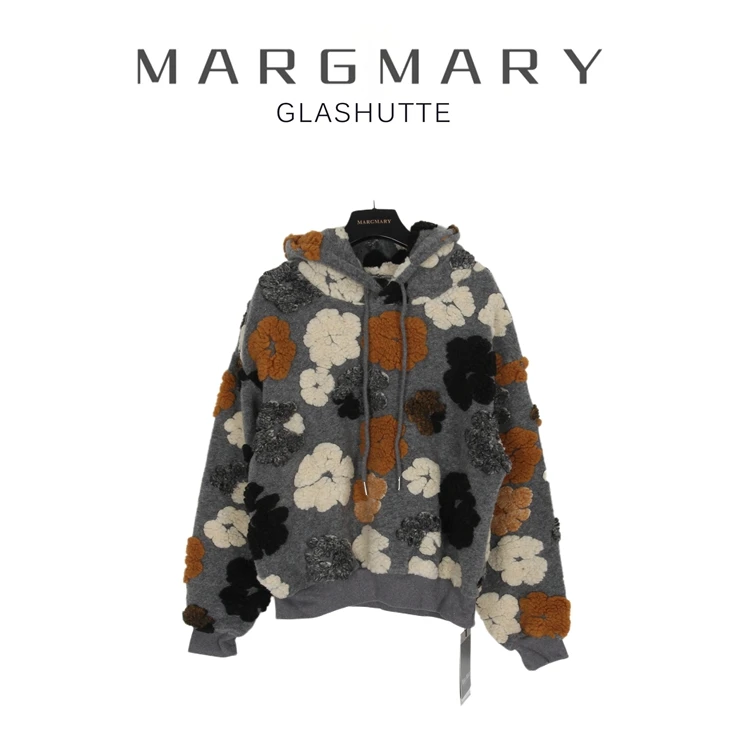 2024冬季设计师新款立体小花休闲时尚百搭宽松连帽卫衣