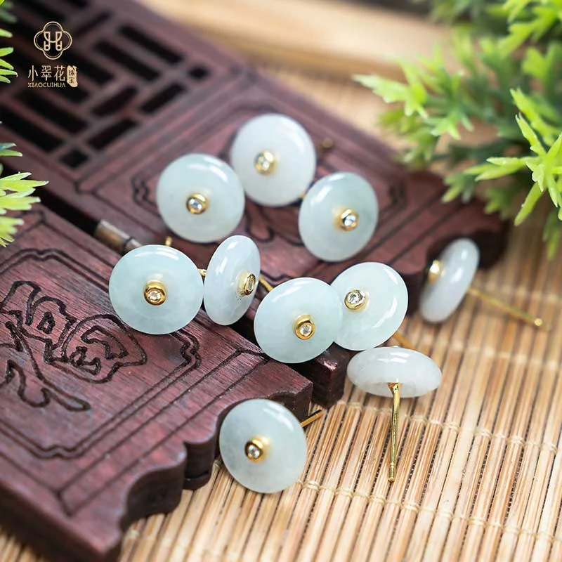 【李佳臻选】翡翠平安扣耳钉S925银镶嵌耳饰百搭气质多样性发一件